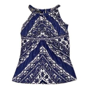 INC International Concepts Blue and White Patterned Top